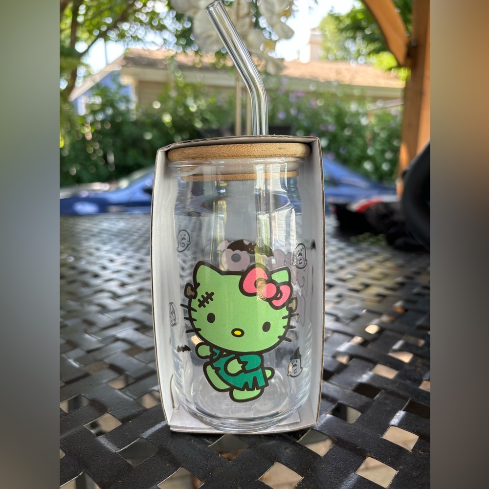 Hello kitty Green Monster Frankenstein Glass Cup 💚